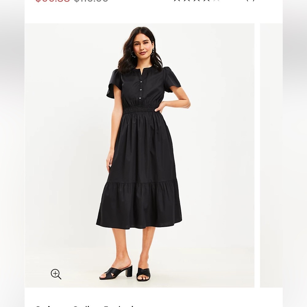 LOFT smocked waist midi dress